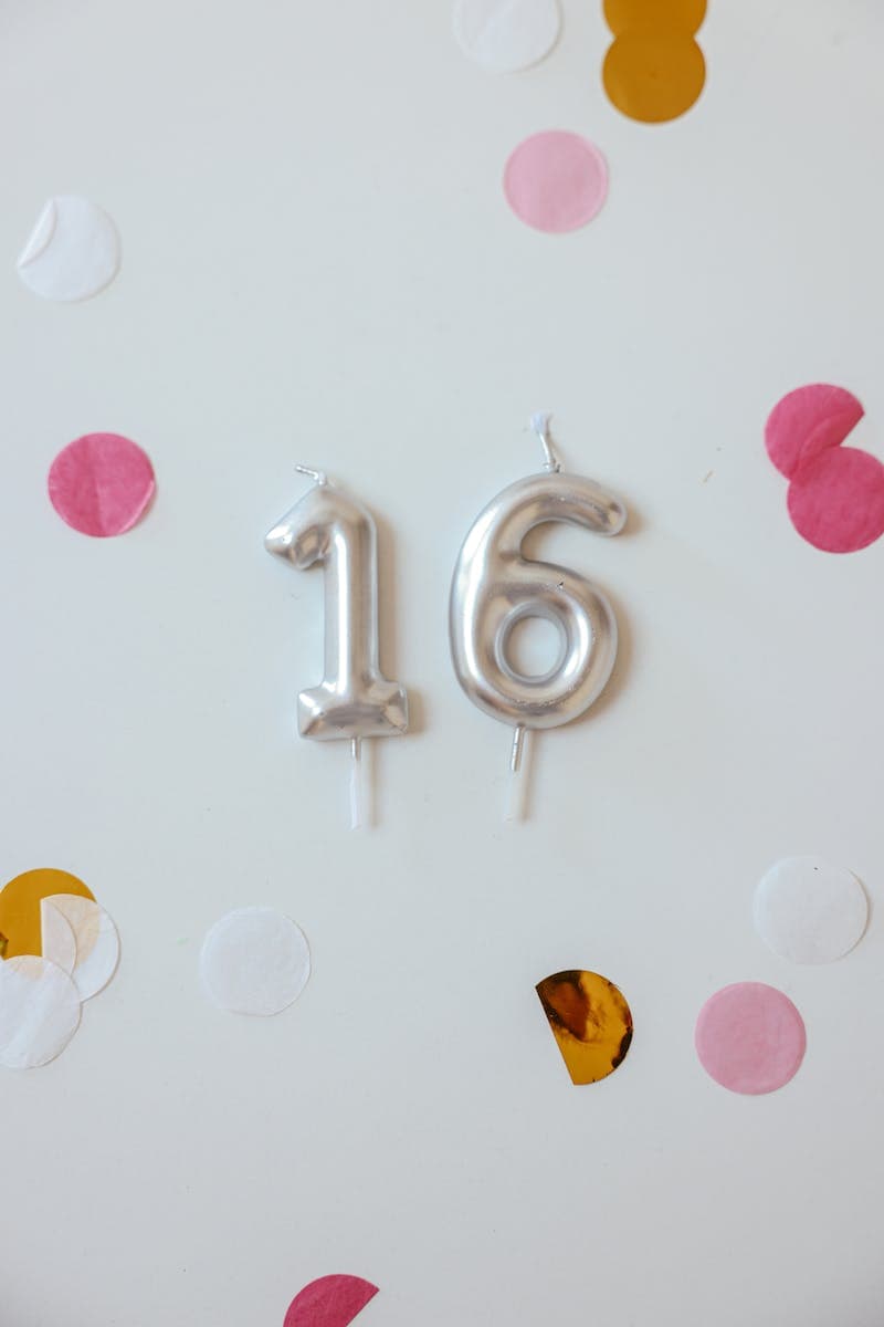 Number 16 on the Wall with Balloons