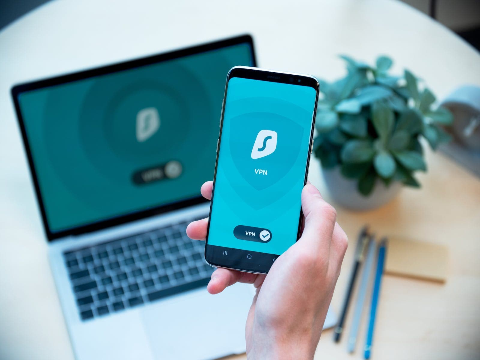 vpn op laptop en telefoon ingeschakeld