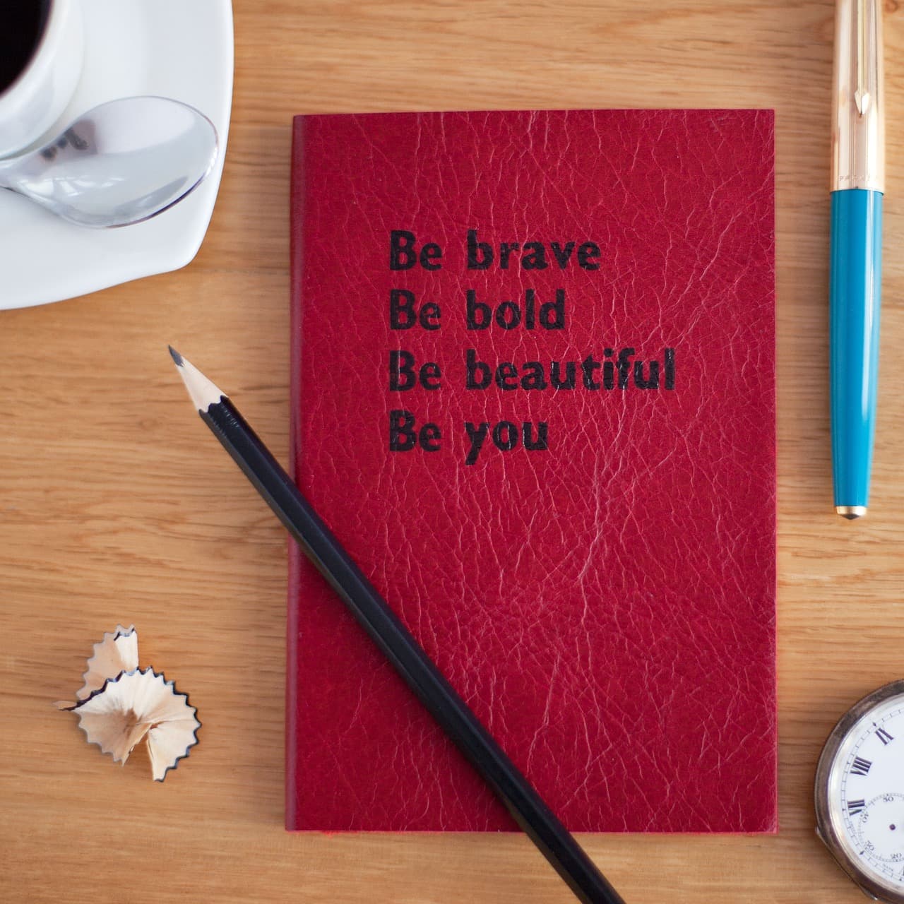 notebook with text be brave, be bold, be beautiful, be you