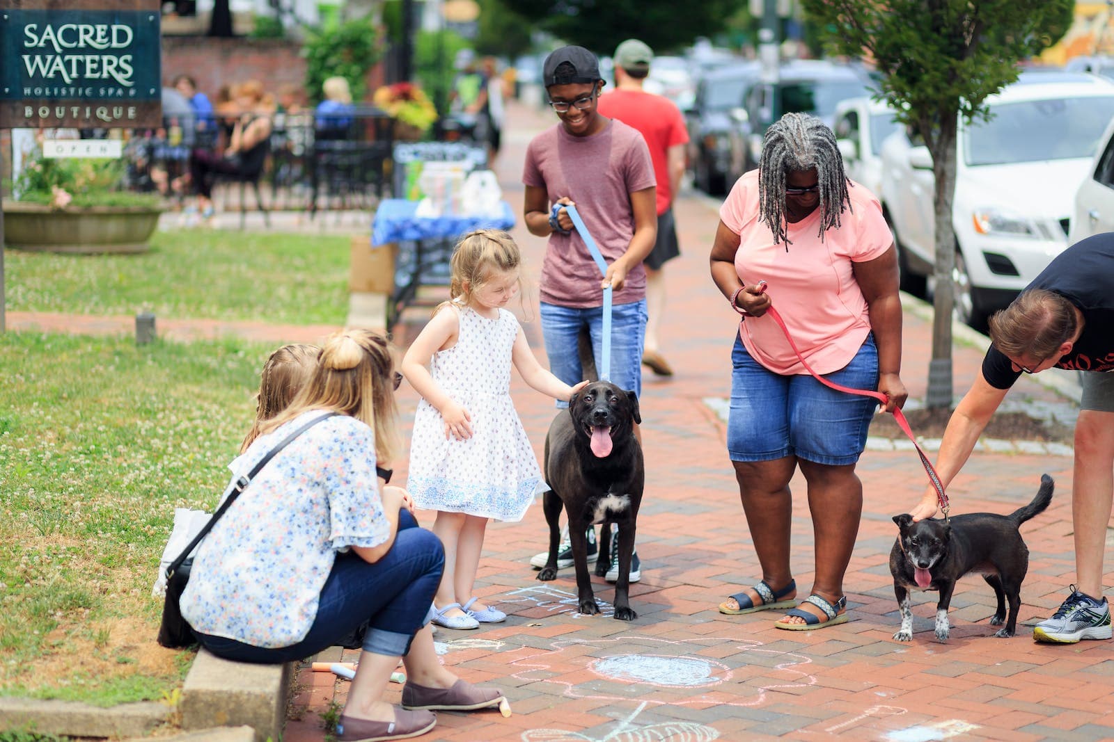 people walking with dog