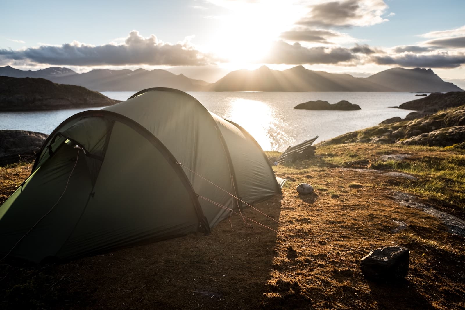 gray inflatable tent on top of mountain