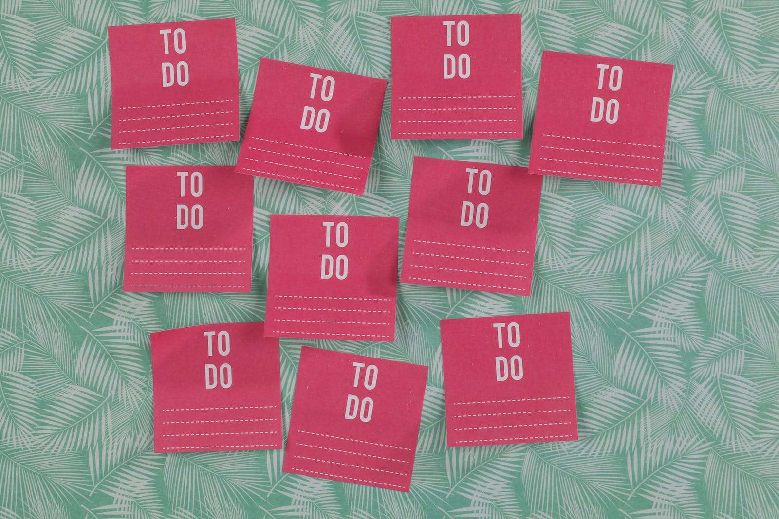 Pink To Do Cards on Leafy Background