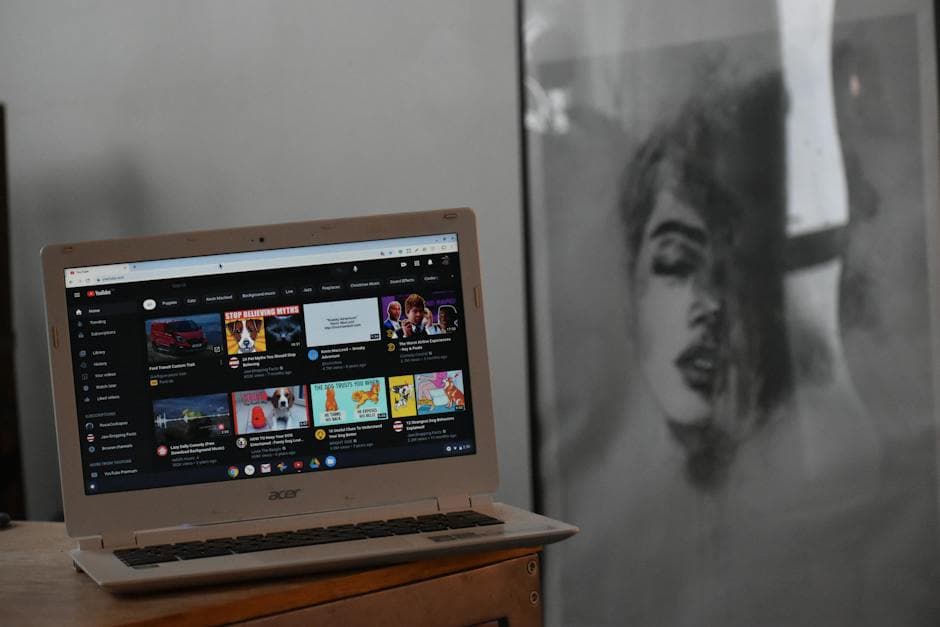  YouTube Website on Laptop Screen
