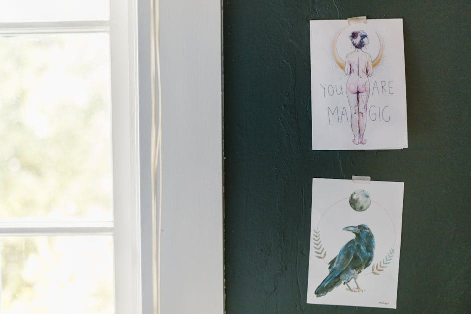 Blue and White Bird Painting